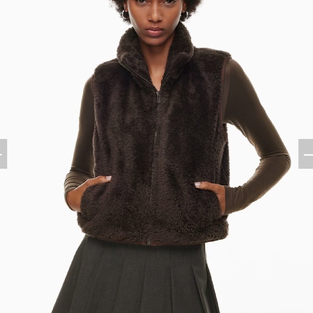 Aritzia Sunday Best Polar Fleece Mockneck Zip-Up Vest